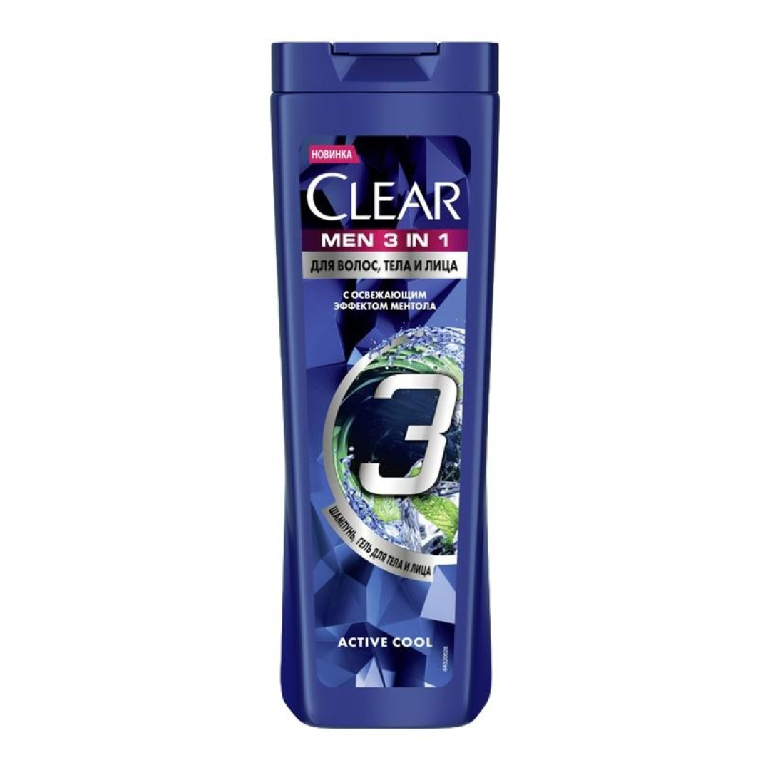 Clear men şampun saç bədən və üz üçün 3 ü 1 də (5183) 380 ml