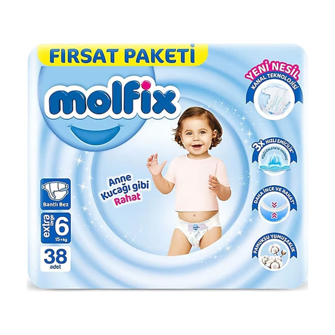 Uşaq bezi Molfiks - 6 Extra Large 15+kq № 38 (Türkiyə)