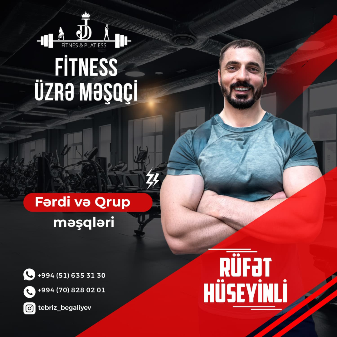 Fərdi və qrup fitness məşqləri, Rüfət Hüseynli Fərdi və qrup fitness məşqləri, Rüfət Hüseynli