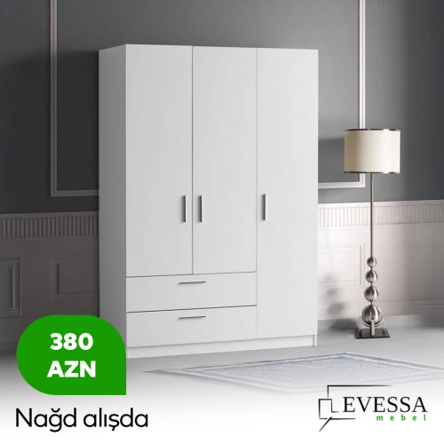 Sifarişlə Ağ Mat Dolab, Evessa Mebel Evi
