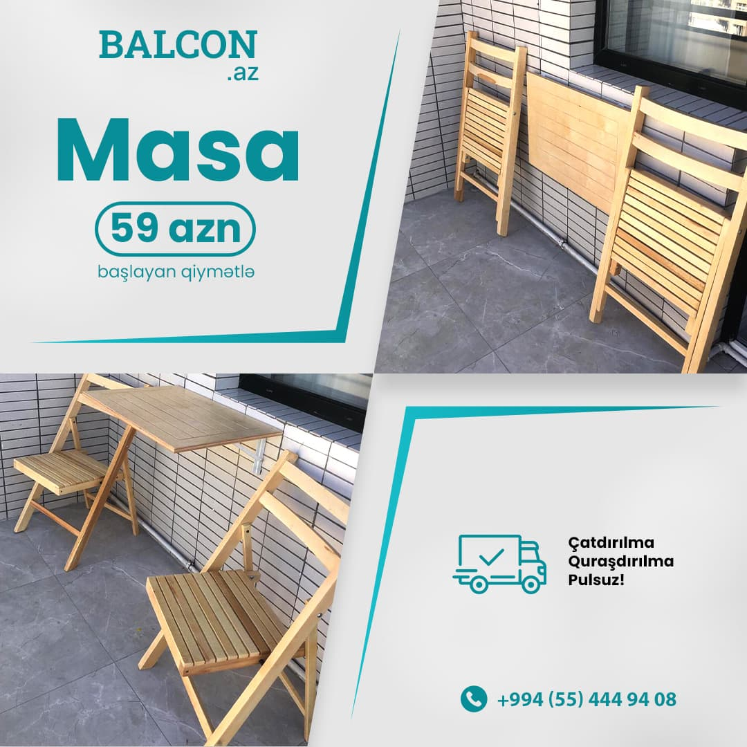 Açılıb yığılan dikt masa dəsti satışı, Balcon Açılıb yığılan dikt masa dəsti satışı, Balcon