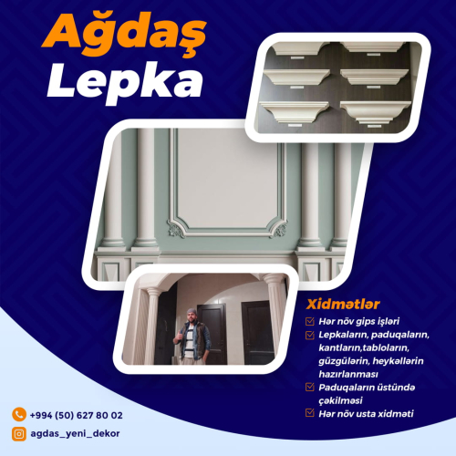 Hər növ gips işləri, Ağdaş Lepka