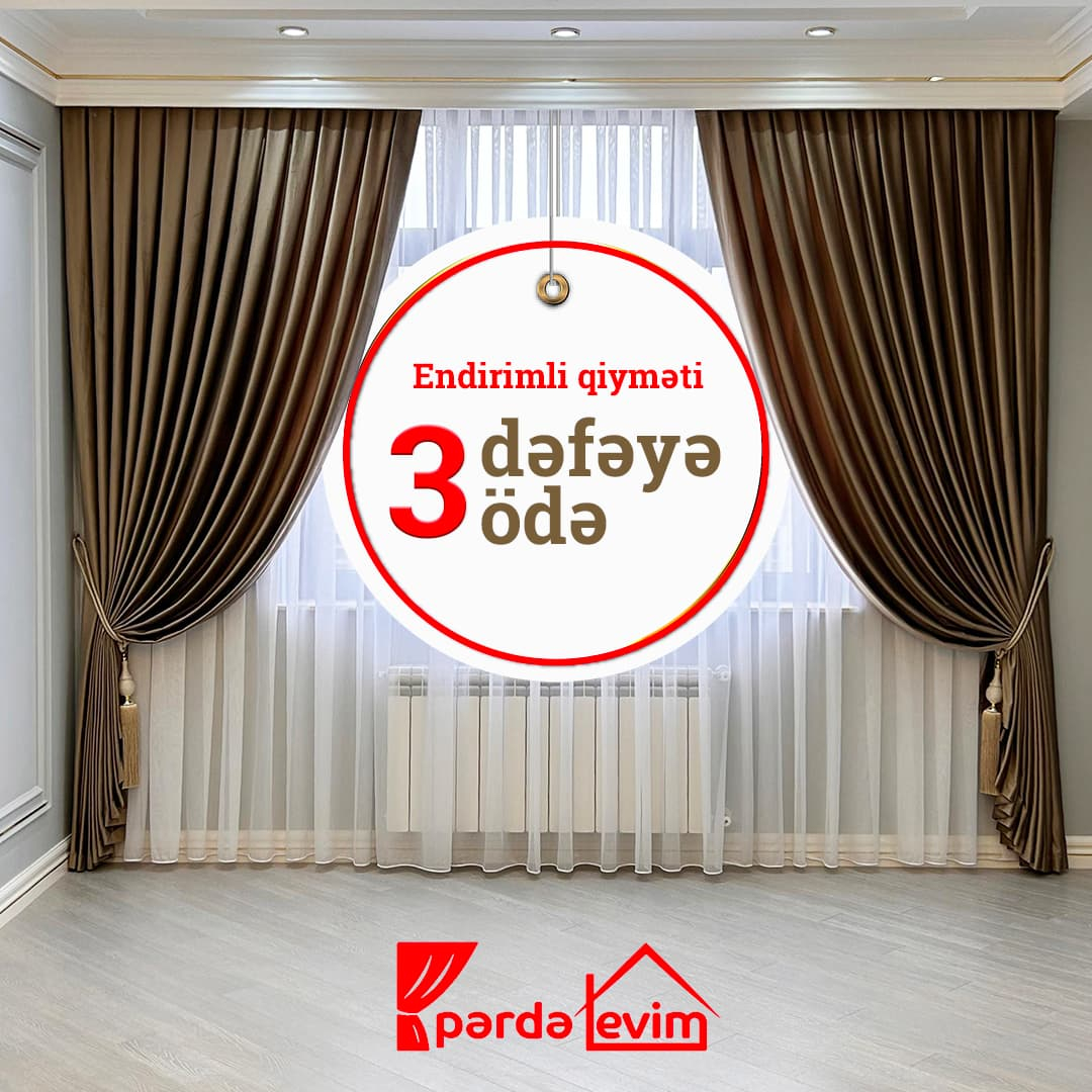 Endirimli məhsulları 3 dəfəyə ödəməklə əldə et, Pərdə evim