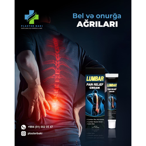 Bel və onurğa ağrıları üçün Lumbar ağrıkəsi kremi, Plaster Bakı