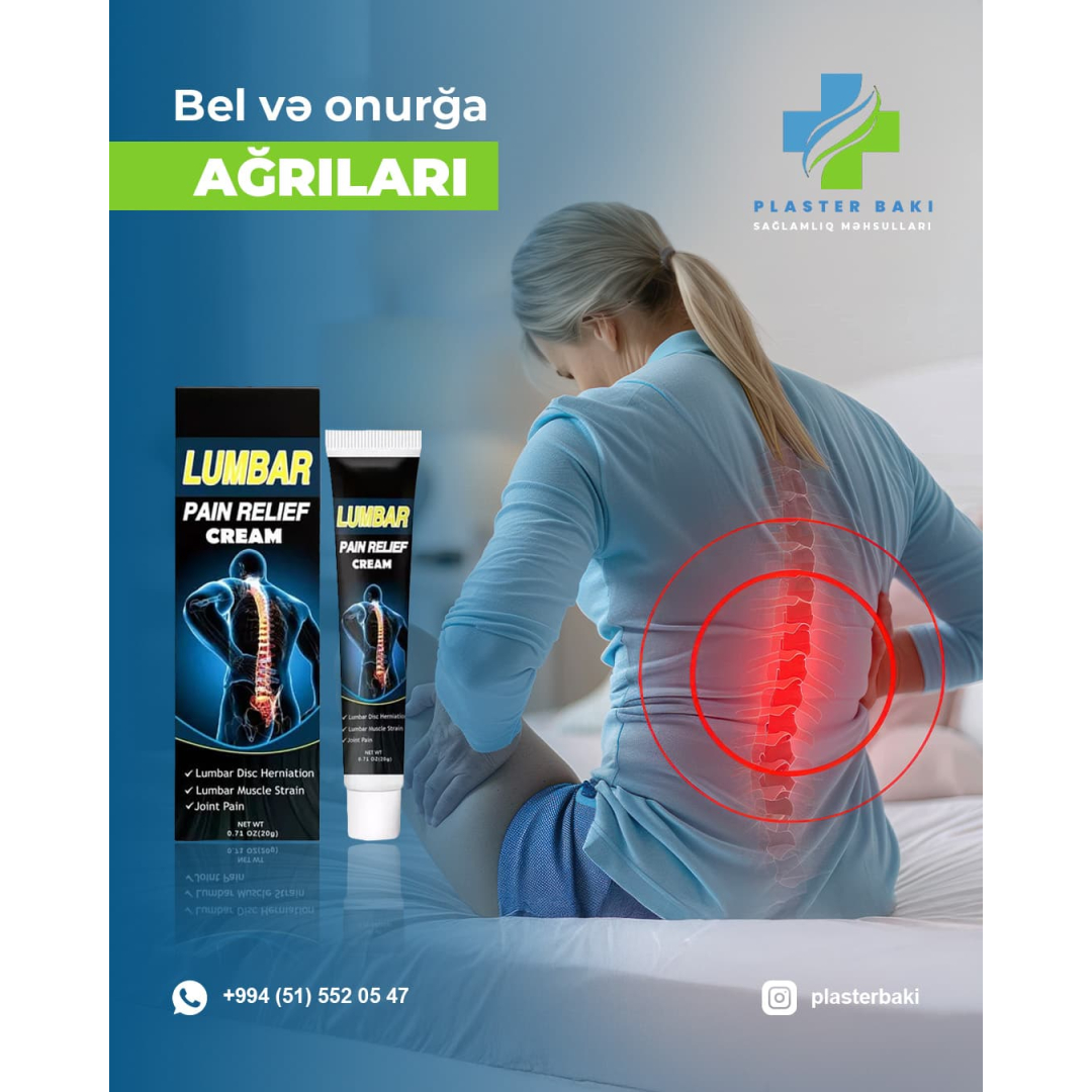 Bel və onurğa ağrıları üçün Lumbar ağrıkəsici krem satışı, Plaster Bakı