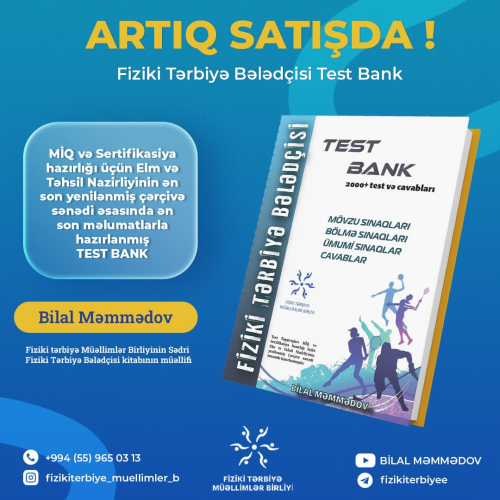 "Fiziki Tərbiyə Bələdçisi Test Bankı" Artıq Satışda, Bilal Məmmədov