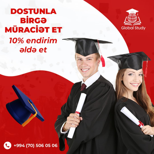 Dostunla birgə müraciət et xaricdə təhsilə 10% endirim qazan, Global Study