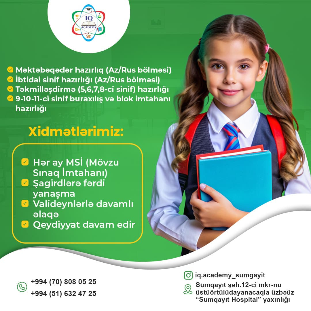 Məktəbəqədər və ibtidai sinif hazırlığı, İQ Academy