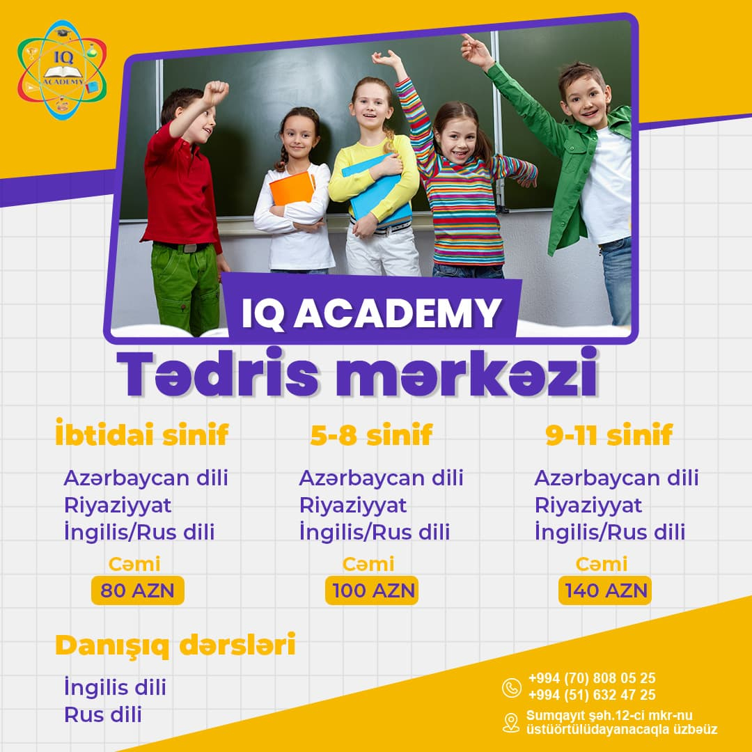 Ibtidai və orta sinif hazırlığı, İQ Academy
