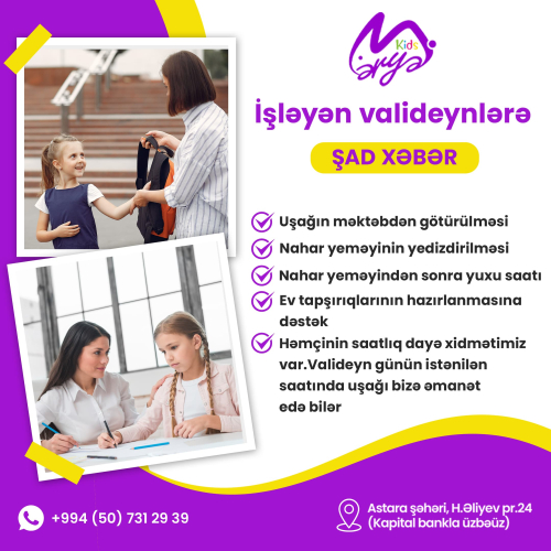 İşləyən valideynlərə şad xəbər, Məryəm Kids Uşaq İnkişaf Mərkəzi