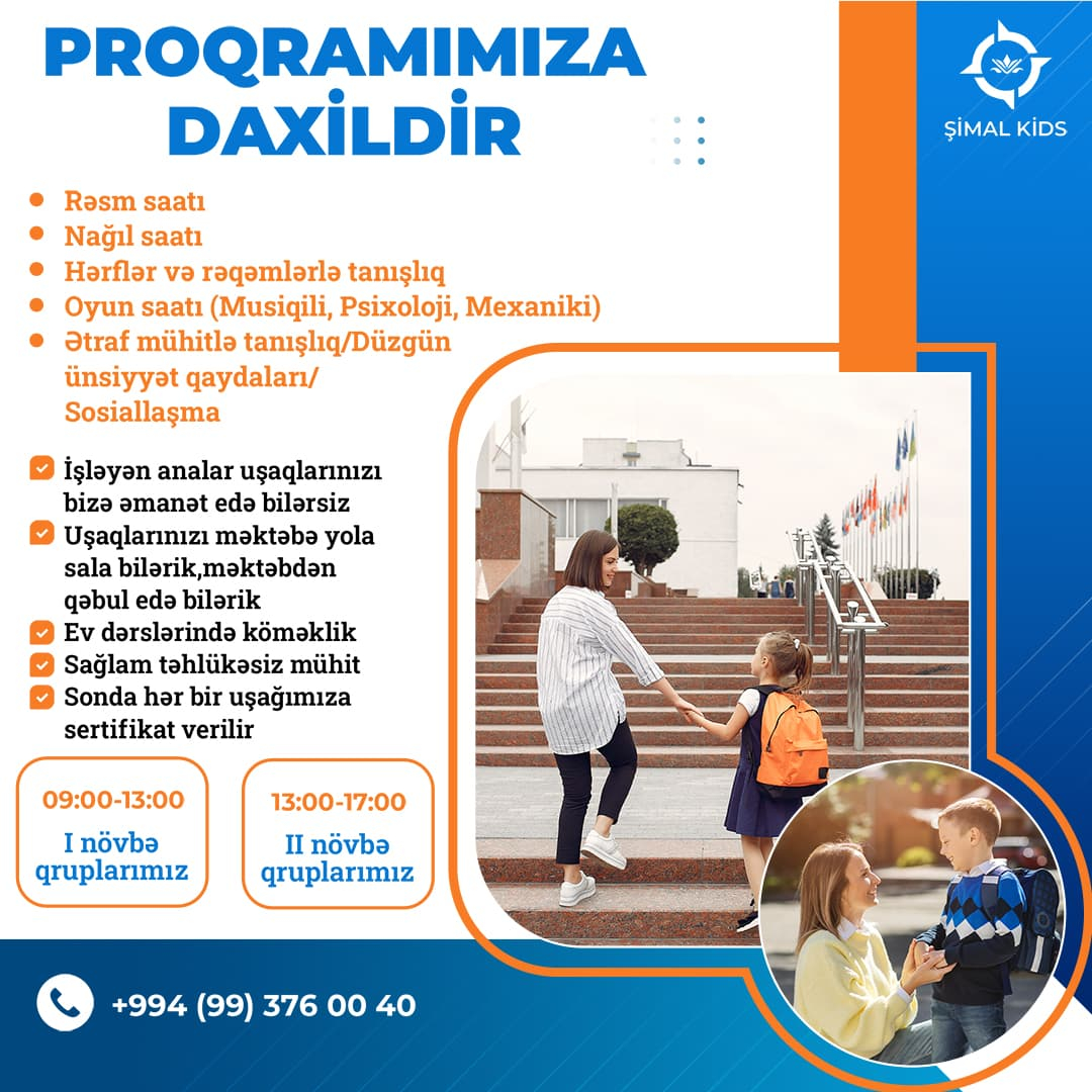 İşləyən analar üçün erkən inkişaf proqramı, Şimal kids Erkən İnkişaf Mərkəzi İşləyən analar üçün erkən inkişaf proqramı, Şimal kids Erkən İnkişaf Mərkəzi