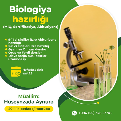 Biologiya hazirliğı, Hüseynzadə Aynurə