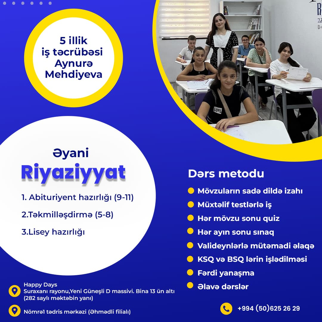 Riyaziyyat hazırlığı, Aynurə Mehdiyeva