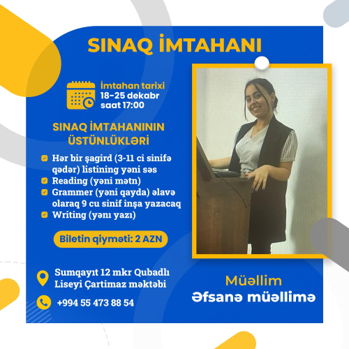 İngilis dili sınaq imtahanı, Əfsanə müəllimə