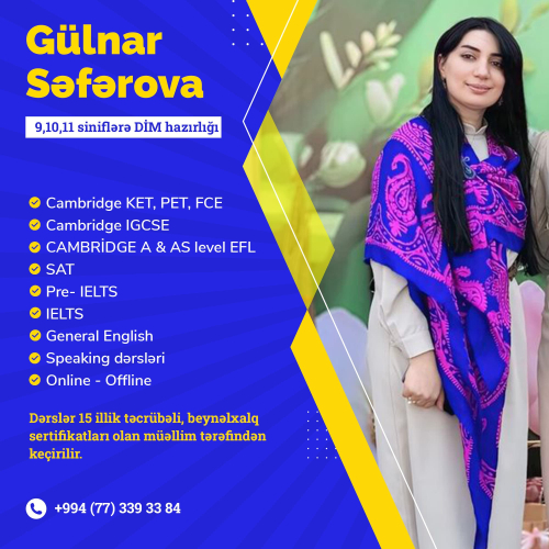 9, 10, 11 ci siniflərə DİM hazırlığı, Gülnar Səfərova