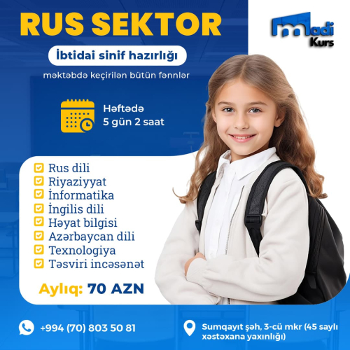 Rus sektor ibtidai sinif hazırlığı, Madi kurs