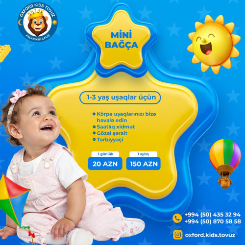 1-3 yaş uşaqlar üçün mini bağça, Oxford Kids Tovuz