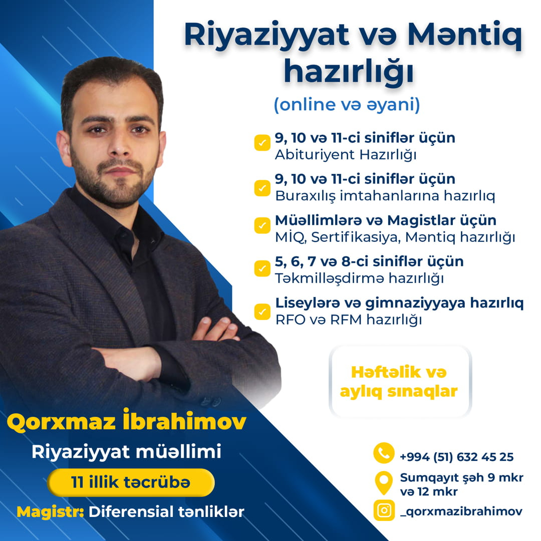 Riyaziyyat və məntiq hazırlığı, Qorxmaz İbrahimov Riyaziyyat və məntiq hazırlığı, Qorxmaz İbrahimov