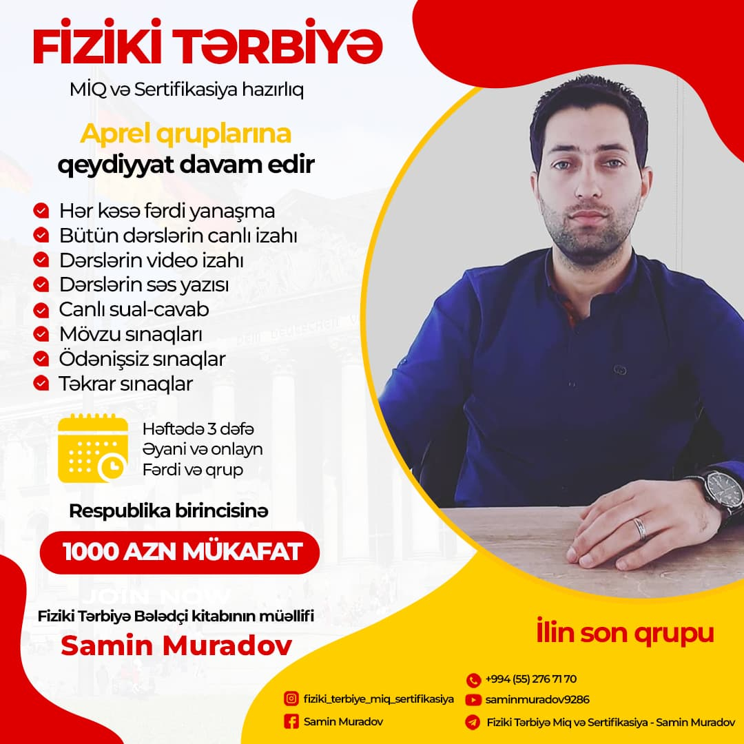 Aprel qruplarına qeydiyyat davam edir, Samin Muradov