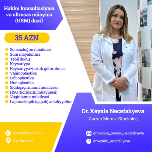 Həkim konsultasiya və ultrasəs müayinə (USM daxil), Xəyalə Nəcəfalıyeva