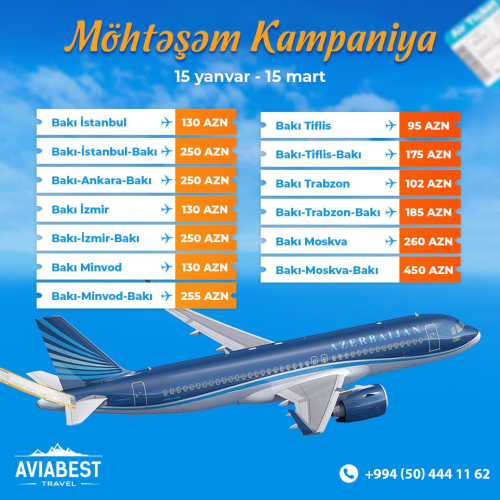 Yanvar-Mart aylarında aviabiletlərə möhtəşəm kampaniya, Aviabest 