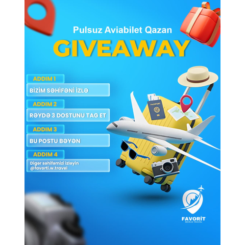 Pulsuz aviabilet qazan, Giveaway, Favorit Travel