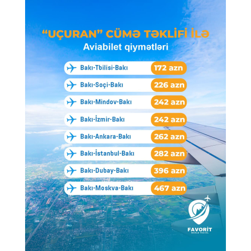 "Uçuran" cümə təklifi ilə aviabilet qiymətləri, Favorit Travel