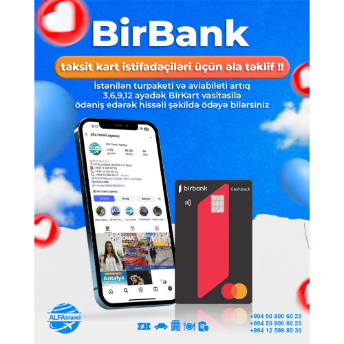 Taksit kart istifadəçiləri üçün fürsət, Alfa Travel