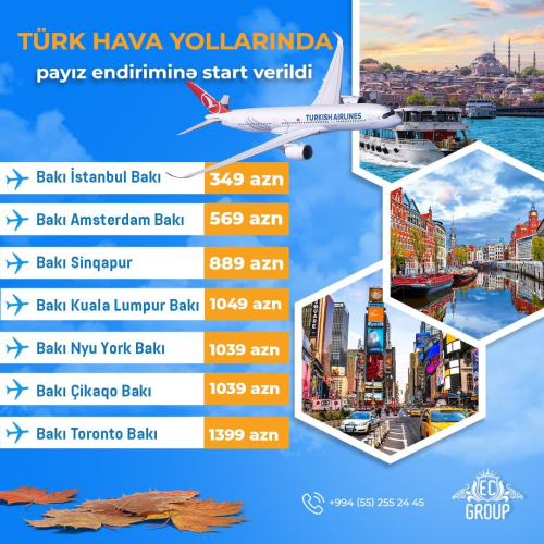 Payız endirimləri aviabilet satışı, Ec Group Travel Agentliyi
