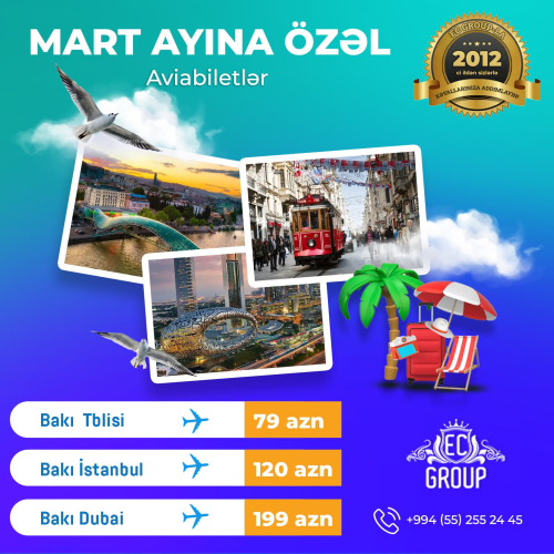 Mart ayına özəl aviabiletler, EC GROUP