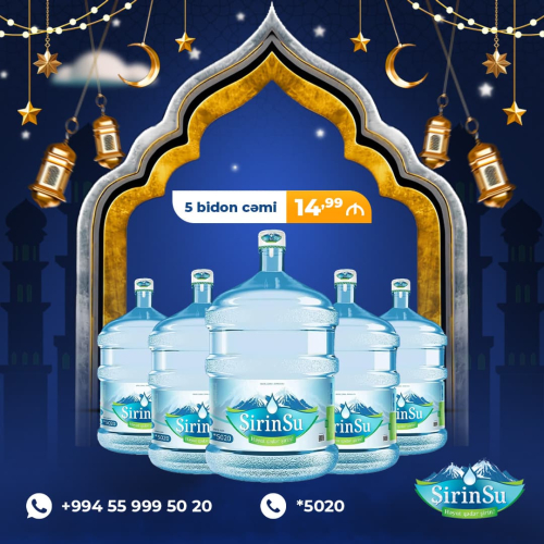 5 bidon su cəmi 14.99 azn, Şirin Su