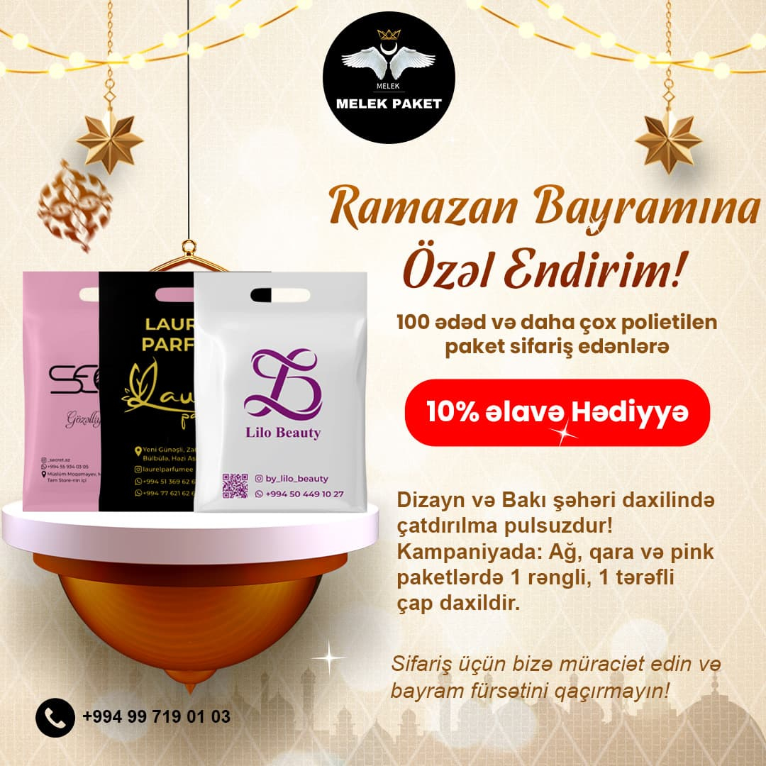 Ramazan Bayramına özəl endirim, Mələk paket Ramazan Bayramına özəl endirim, Mələk paket