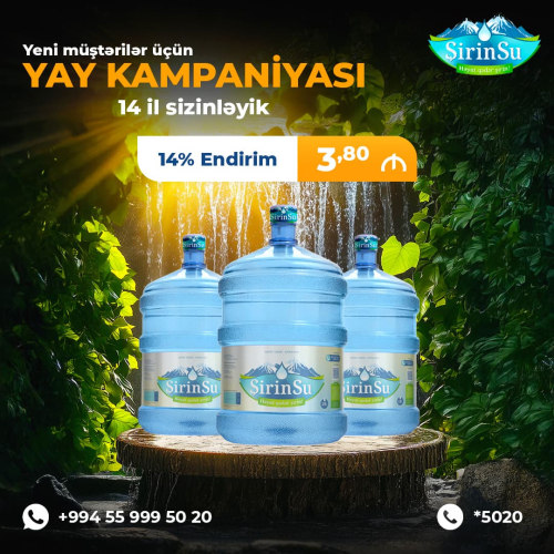 Su çatdırılması, ilk müştəriyə 14 % Endirim, Şirin su