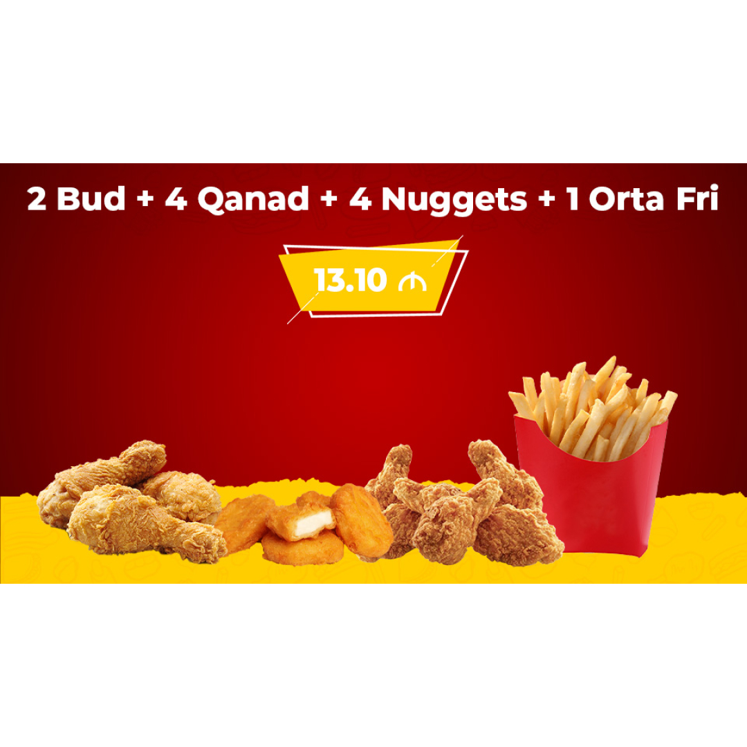 2 Bud + 4 Qanad + 4 Nuggest + 1 Orta Fri