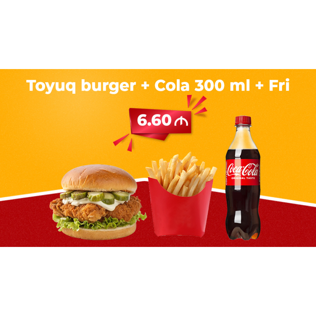 Toyuq burger + Fri + Cola 300 ml