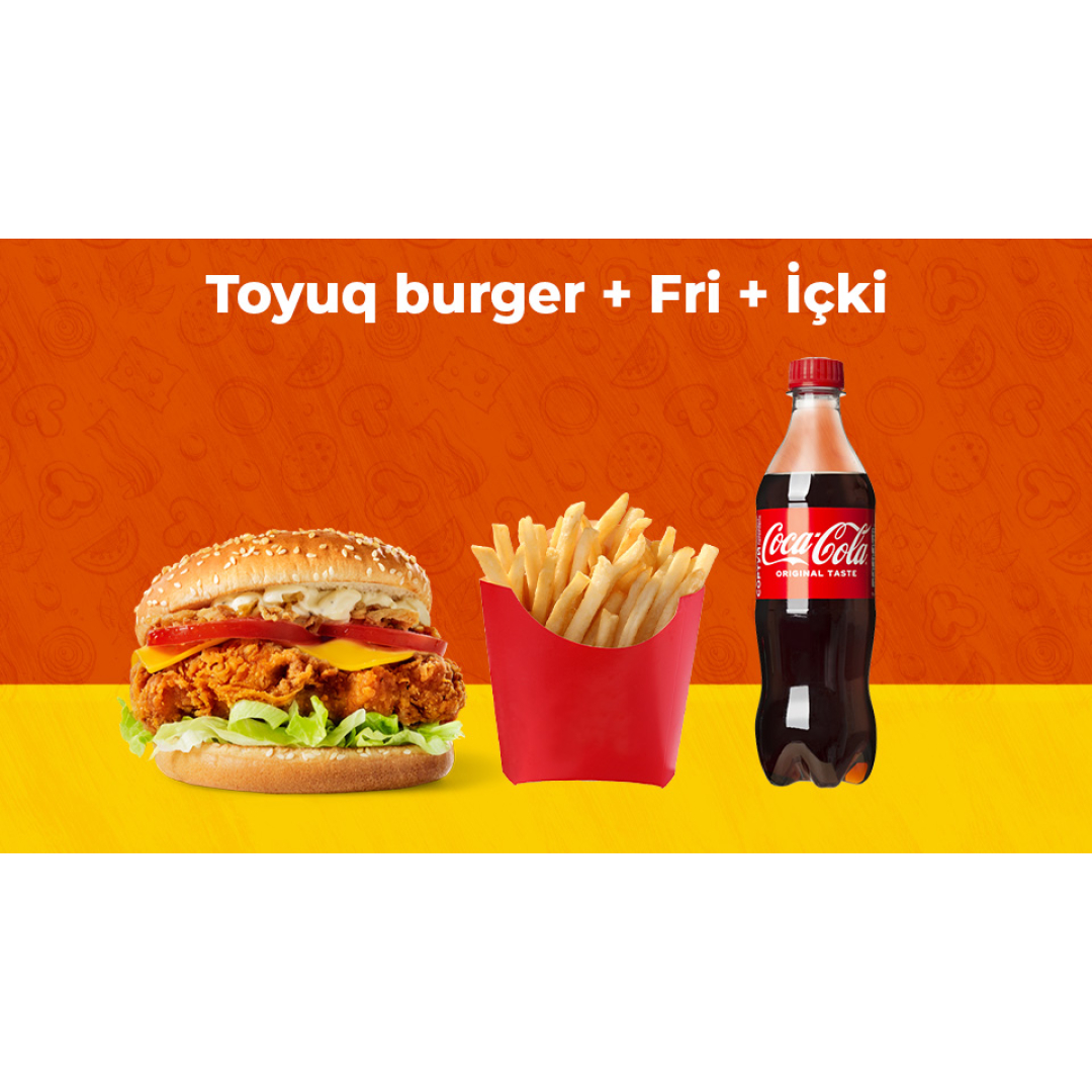 Toyuq Burger + Fri + İçki