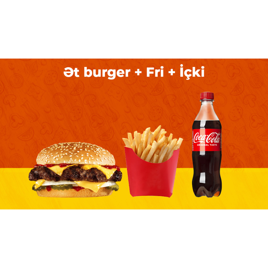 Ət Burger + Fri + İçki