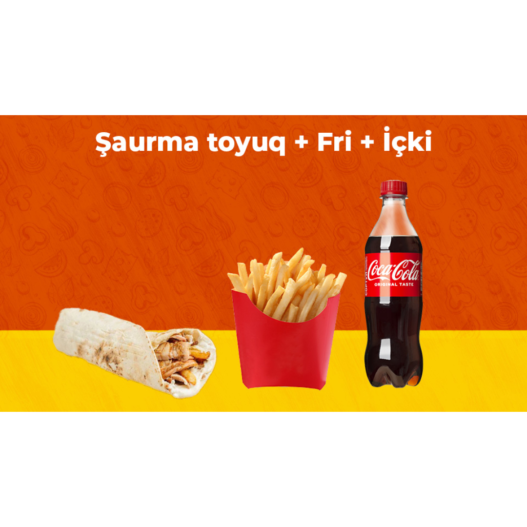 Şaurma Toyuq + Fri + İçki