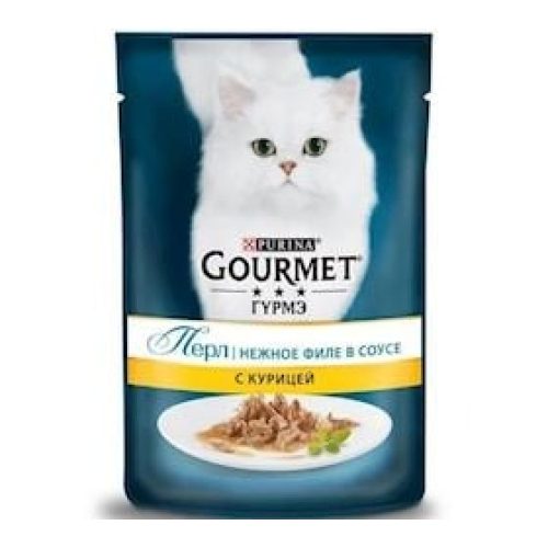 Sulu yem pişiklər üçün Gourmet Perle Chicken Pouch, 75 q