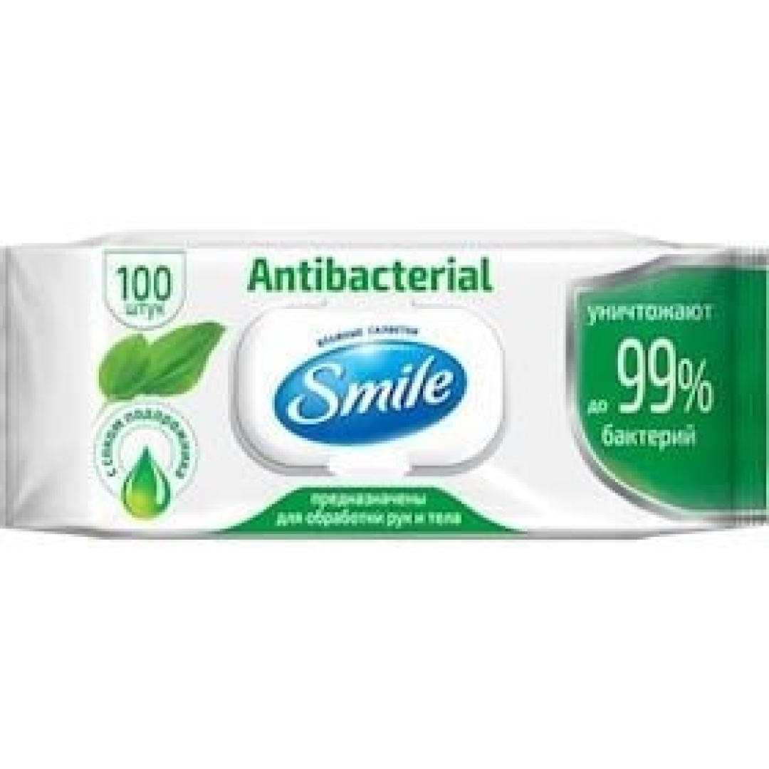 Nəm salfetlər Smile Antibacterial 100 əd