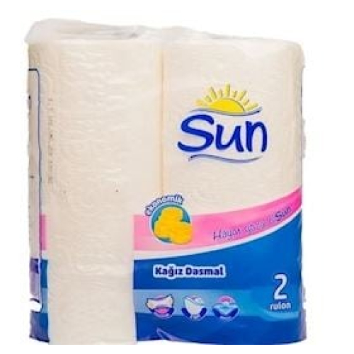 Mətbəx üçün kağız dəsmal Sun Ultra, 2 rulon, 2 qatlı, ağ