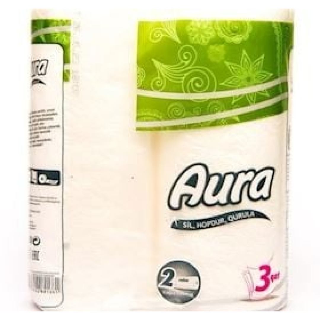 Mətbəx üçün kağız dəsmal Aura, 2 rulon, 3 qatlı, ağ 