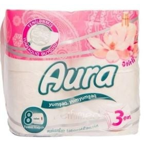 Tualet kağızı Aura Perfumed, 3 qat, 8 rulon