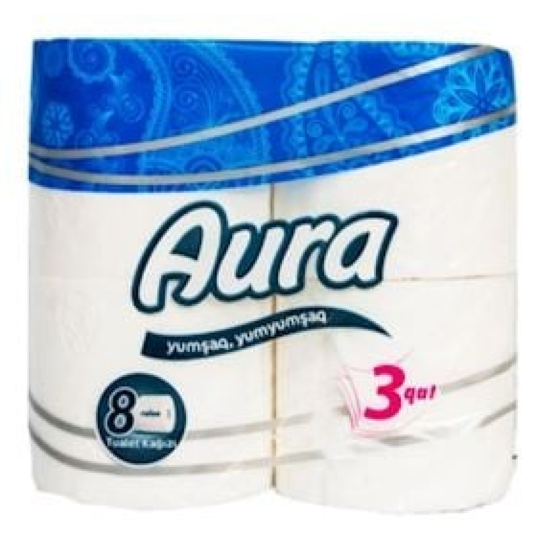 Tualet kağızı Aura, 3 qat, 8 rulon