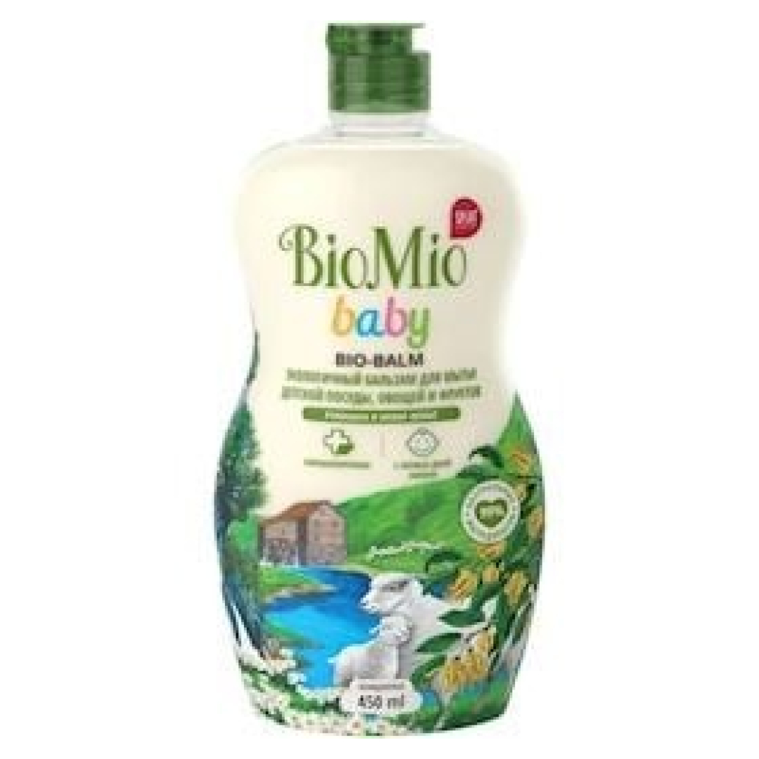 Uşaq qabı, meyvə-tərəvəz yumaq üçün vasitə BioMio Baby Bio-Balm çobanyastığı və İlanq-ilanq, Hipoallergik, 450 ml