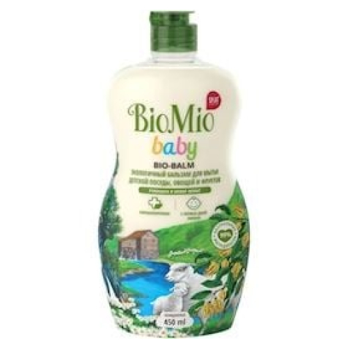 Uşaq qabı, meyvə-tərəvəz yumaq üçün vasitə BioMio Baby Bio-Balm çobanyastığı və İlanq-ilanq, Hipoallergik, 450 ml