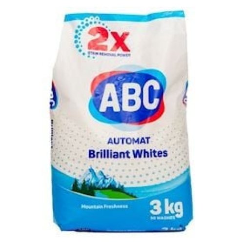 Yuyucu toz ABC Automat Mountain Freshness Bag, istənilən növ çamaşır üçün, avtomat, ətirsiz, 3 kq 