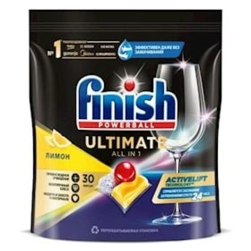 Qabyuyan maşın üçün kapsullar Finish Ultimate, limon, 30 əd 