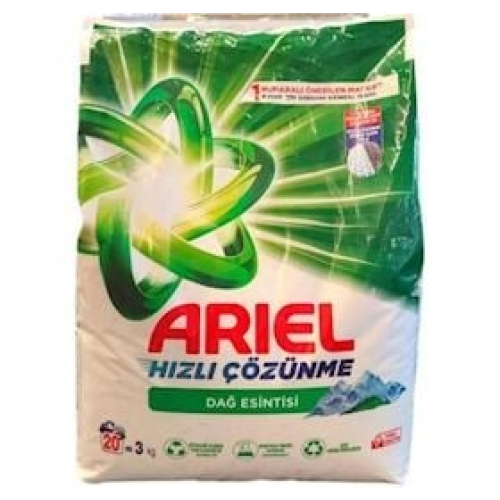 Yuyucu toz Ariel Dağ əsintisi ağ paltarlar ücün 3 kg