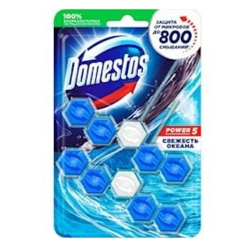 Tualet təmizləmə bloku Domestos Power 5 okean təravəti 2X50